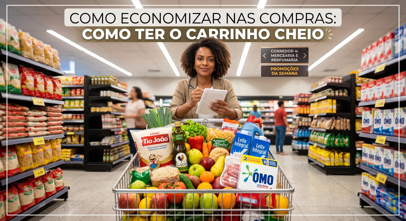 Ilustração do guia sobre Como Economizar nas Compras: Como Ter o Carrinho Cheio