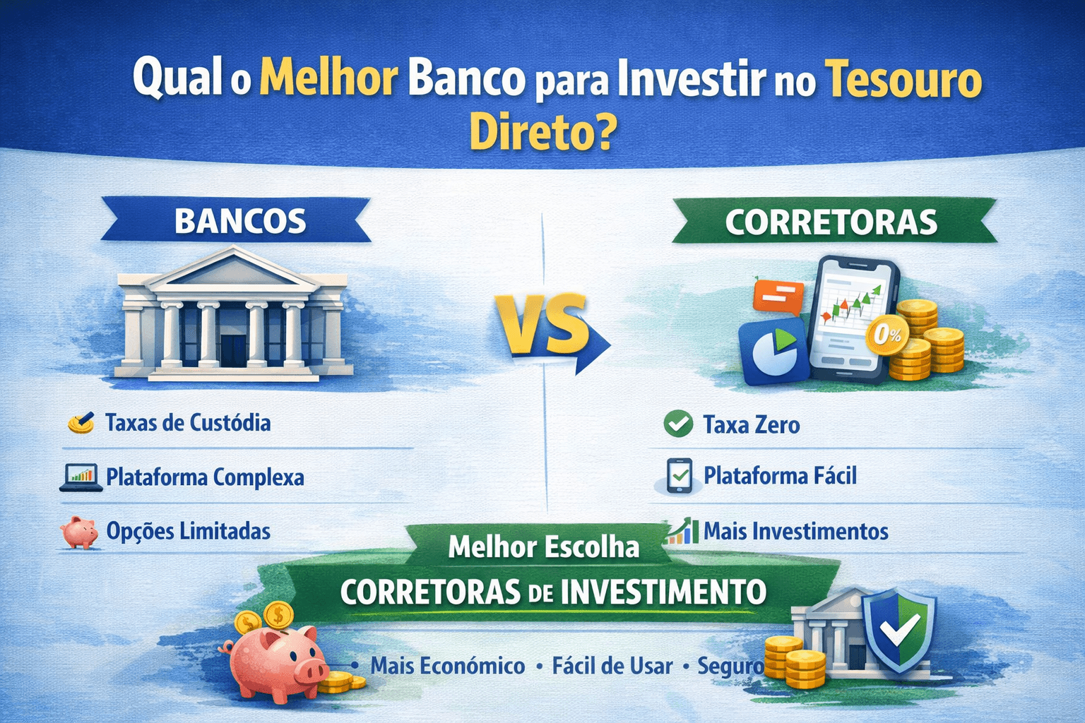 Qual o melhor banco para investir no Tesouro Direto? - Fonte: Imagem gerada por IA (DALL·E / ChatGPT)