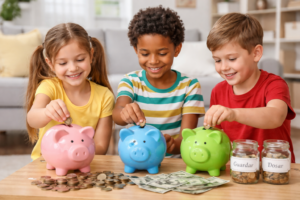 Educação Financeira Infantil: Guia com Brinquedos Educativos 1 Como Ensinar Dinheiro para Crianças Usando Brinquedo Educativo (Guia 2026) - Imagem gerada por IA