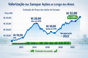 Sanepar Ações: Vale a Pena Investir em 2026? 1 Evolução do preço das ações (últimos 10 anos) - Fonte: Imagem gerada por IA (DALL·E / ChatGPT)