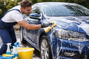 7 Ideias de Negócio Para Começar Com Pouco Dinheiro 2 lavagem de carros simples negócio lucrativo baixo investimento - Fonte: Imagem gerada por IA (DALL·E / ChatGPT)