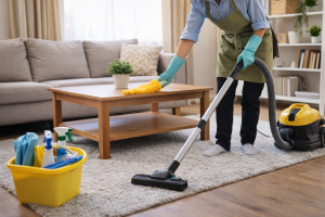 7 Ideias de Negócio Para Começar Com Pouco Dinheiro 3 serviço de limpeza residencial renda extra baixo custo - Fonte: Imagem gerada por IA (DALL·E / ChatGPT)