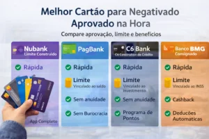 Melhor Cartão de Crédito para Negativado Aprovado na Hora 2 Comparar opções é essencial para escolher o melhor cartão para seu perfil. - Fonte: Imagem gerada por IA (DALL·E / ChatGPT)