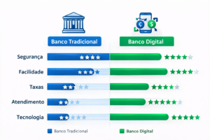 Como Abrir Conta no Banco Alfa: Guia Simples e Rápido 4 comparação banco alfa e bancos digitais - Fonte: Imagem gerada por IA (DALL·E / ChatGPT)