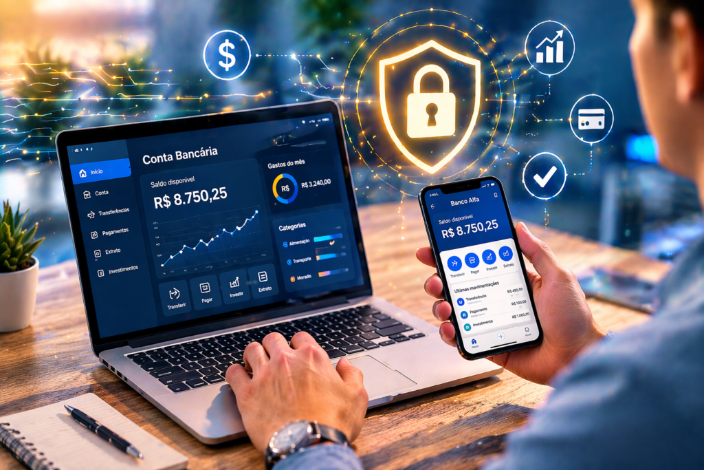 Como Abrir Conta no Banco Alfa: Guia Simples e Rápido - Fonte: Imagem gerada por IA (DALL·E / ChatGPT)