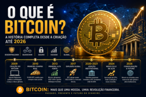 Digital Plane: Finanças, Investimentos e Criptomoedas 1 O Que é Bitcoin: História Completa até 2026 - Fonte: Imagem gerada por IA (DALL·E / ChatGPT)