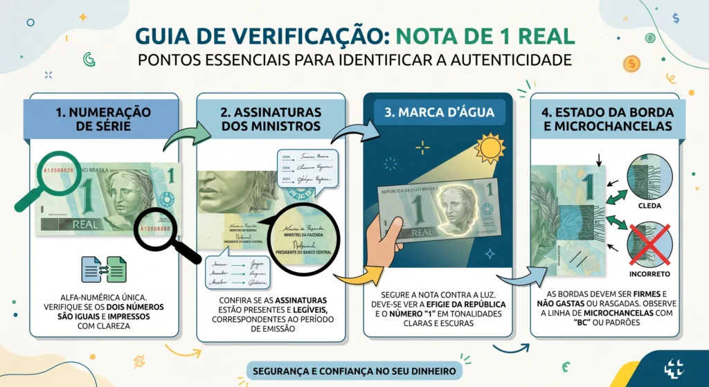 Cédula de 1 Real Pode Valer Muito em 2026 2 Locais de verificação obrigatória para checar a autenticidade e raridade da sua cedula de 1 real.