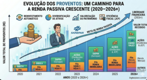 Como Montar Minha Carteira de Investimentos 3 crescimento de dividendos de ações brasileiras ao longo do tempo - Fonte: Imagem gerada por IA / Gemini