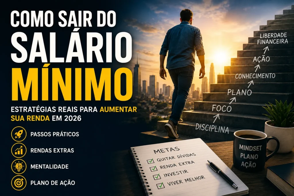 Como Sair do Salário Mínimo em 2026 - Fonte: Imagem gerada por IA (DALL·E / ChatGPT)