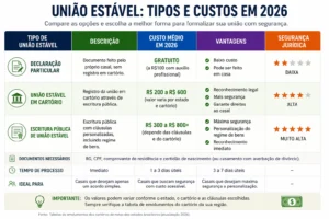 Quanto Custa União Estável em 2026? Guia Completo 2 Os valores variam conforme o tipo de formalização escolhido. -Fonte: Imagem gerada por IA (DALL·E / ChatGPT)