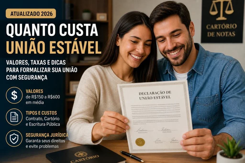 Quanto Custa União Estável em 2026? Guia Completo - Fonte: Imagem gerada por IA (DALL·E / ChatGPT)