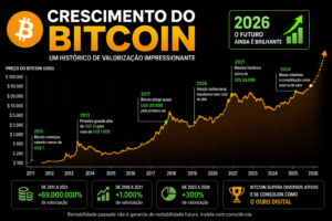 Bitcoin Vale a Pena 2026? Descubra Agora 2 O histórico de valorização mostra o potencial do Bitcoin no longo prazo. - Fonte: Imagem gerada por IA (DALL·E / ChatGPT)
