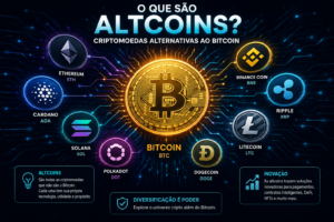 Digital Plane: Finanças, Investimentos e Criptomoedas 2 O Que São Altcoins? Guia Completo Para Iniciantes - Fonte: Imagem gerada por IA (DALL·E / ChatGPT)