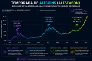 O Que São Altcoins? Guia Completo Para Iniciantes 2 Durante altseasons, diversas criptomoedas registram altas expressivas. - Fonte: Imagem gerada por IA (DALL·E / ChatGPT)