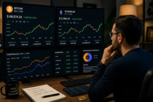 Bitcoin vs Ethereum: Qual Vale Mais a Pena em 2026? 3 Cada criptomoeda possui objetivos e riscos diferentes. - Fonte: Imagem gerada por IA (DALL·E / ChatGPT)