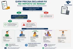 Como Declarar Pix no Imposto de Renda Sem Erros 2 O que importa para a Receita Federal não é o Pix em si, mas a origem e compatibilidade dos valores recebidos. - Fonte: Imagem gerada por IA (DALL·E / ChatGPT)