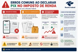 Como Declarar Pix no Imposto de Renda Sem Erros 4 Pequenos erros na declaração podem aumentar significativamente os riscos de cair na malha fina. - Fonte: Imagem gerada por IA (DALL·E / ChatGPT)