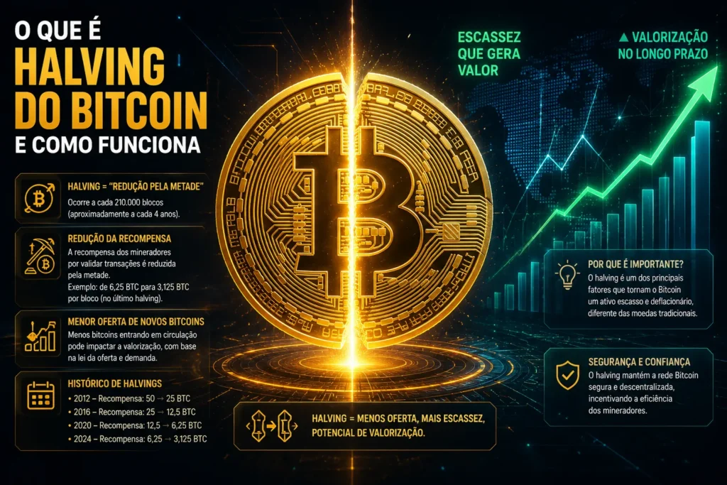 O Que é Halving? Entenda Como Isso Impacta o Bitcoin - Fonte: Imagem gerada por IA (DALL·E / ChatGPT)