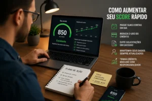 Score 300 Consegue Cartão? Veja as Chances Reais 2 Pequenas ações financeiras ajudam a aumentar as chances de aprovação mesmo com score baixo. - Fonte: Imagem gerada por IA (DALL·E / ChatGPT)