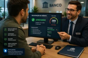Score 300 Consegue Cartão? Veja as Chances Reais 3 Mesmo com score baixo, alguns bancos realizam análise personalizada de crédito. - Fonte: Imagem gerada por IA (DALL·E / ChatGPT)