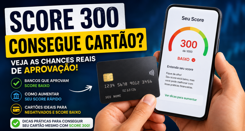 Score 300 Consegue Cartão? Veja as Chances Reais - Fonte: Imagem gerada por IA (DALL·E / ChatGPT)