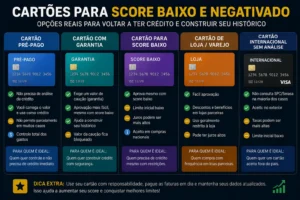 Score 300 Consegue Cartão? Veja as Chances Reais 4 Existem alternativas específicas para consumidores com score baixo ou negativados. - Fonte: Imagem gerada por IA (DALL·E / ChatGPT)