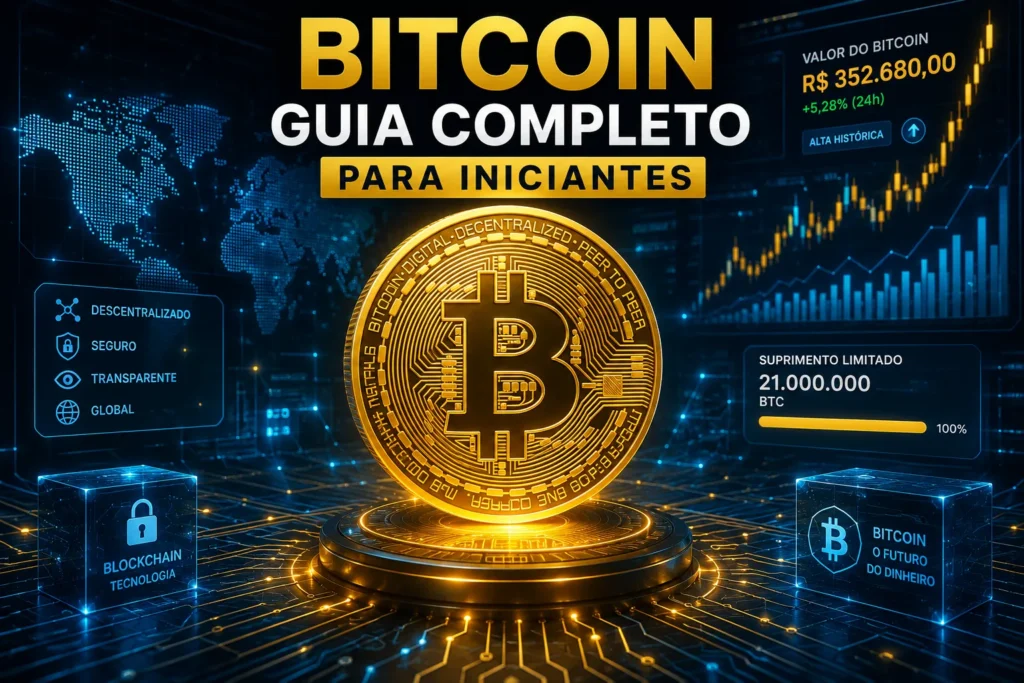 Bitcoin Para Iniciantes: Guia Completo 2026 - Fonte: Imagem gerada por IA (DALL·E / ChatGPT)