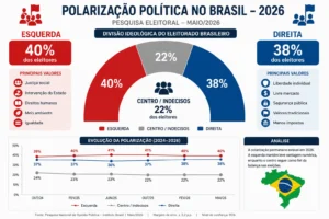 Bolsonarismo em 2026: Crise, Direita e Disputa 1 A polarização continua influenciando o comportamento do eleitorado brasileiro. - Fonte: Imagem gerada por IA (DALL·E / ChatGPT)