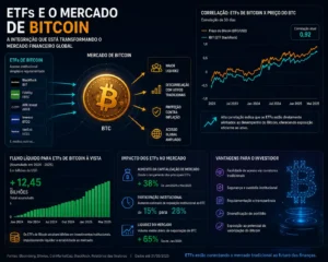 Bitcoin no Brasil: Vale a Pena em 2026? 3 Os ETFs ajudaram a aumentar o interesse institucional no Bitcoin. - Fonte: Imagem gerada por IA (DALL·E / ChatGPT)