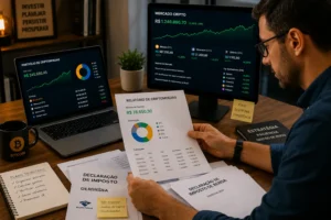 Imposto de Renda Criptomoedas: Guia Completo 2026 4 Organização financeira ajuda investidores cripto a evitarem problemas fiscais. - Fonte: Imagem gerada por IA (DALL·E / ChatGPT)