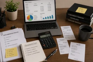 Como Declarar Imposto de Renda Pela Primeira Vez 1 Separar os documentos corretamente evita grande parte dos erros no Imposto de Renda. - Fonte: Imagem gerada por IA (DALL·E / ChatGPT)