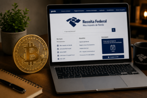 Como Declarar Imposto de Renda Pela Primeira Vez 2 Criptomoedas passaram a receber maior atenção da Receita Federal. - Fonte: Imagem gerada por IA (DALL·E / ChatGPT)