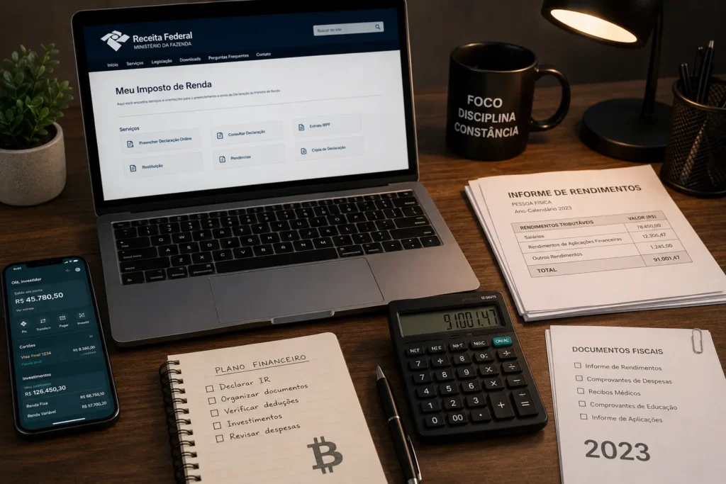 Documentos Necessários para Declarar Imposto de Renda - Fonte: Imagem gerada por IA (DALL·E / ChatGPT)