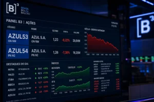 Azul4 Cotação: Vale a Pena Acompanhar em 2026? 3 Mudanças estruturais alteraram os códigos de negociação das ações da Azul na Bolsa. - Fonte: Imagem gerada por IA (DALL·E / ChatGPT)