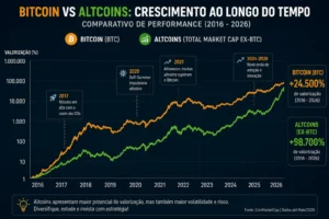 Altcoins Promissoras 2026: Guia Completo 1 Altcoins costumam apresentar maior volatilidade e potencial de valorização. - Fonte: Imagem gerada por IA (DALL·E / ChatGPT)