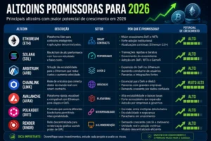Altcoins Promissoras 2026: Guia Completo 2 Diversificar entre altcoins pode aumentar o potencial de retorno. - Fonte: Imagem gerada por IA (DALL·E / ChatGPT)