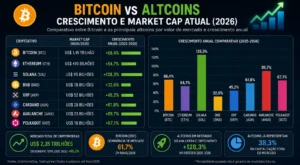 Altcoins Promissoras 2026: Guia Completo 3 Crescimento altcoins vs bitcoin 2026 - Fonte: Imagem gerada por IA (DALL·E / ChatGPT)