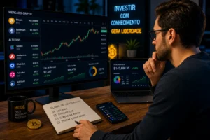 Altcoins Promissoras 2026: Guia Completo 5 Analisar o mercado é essencial antes de investir em altcoins. - Fonte: Imagem gerada por IA (DALL·E / ChatGPT)