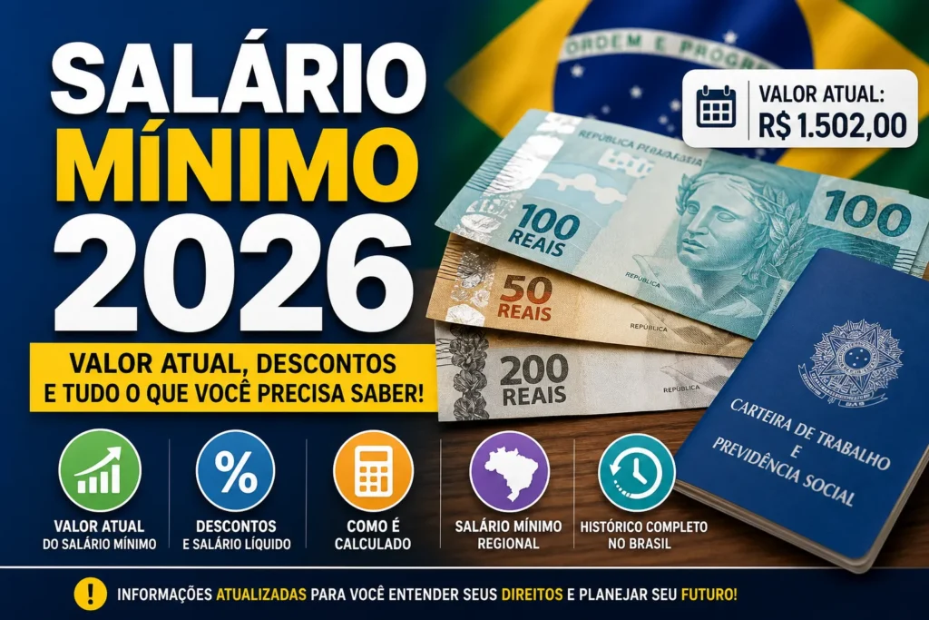 Salário Mínimo 2026: Valor Atual, Descontos e Impacto Real - Fonte: Imagem gerada por IA (DALL·E / ChatGPT)