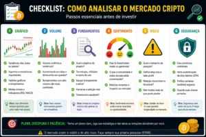 Como Analisar Mercado Cripto e Evitar Prejuízos 4 Uma boa análise combina gráfico, fundamentos, sentimento e gestão de risco. - Fonte: Imagem gerada por IA (DALL·E / ChatGPT)
