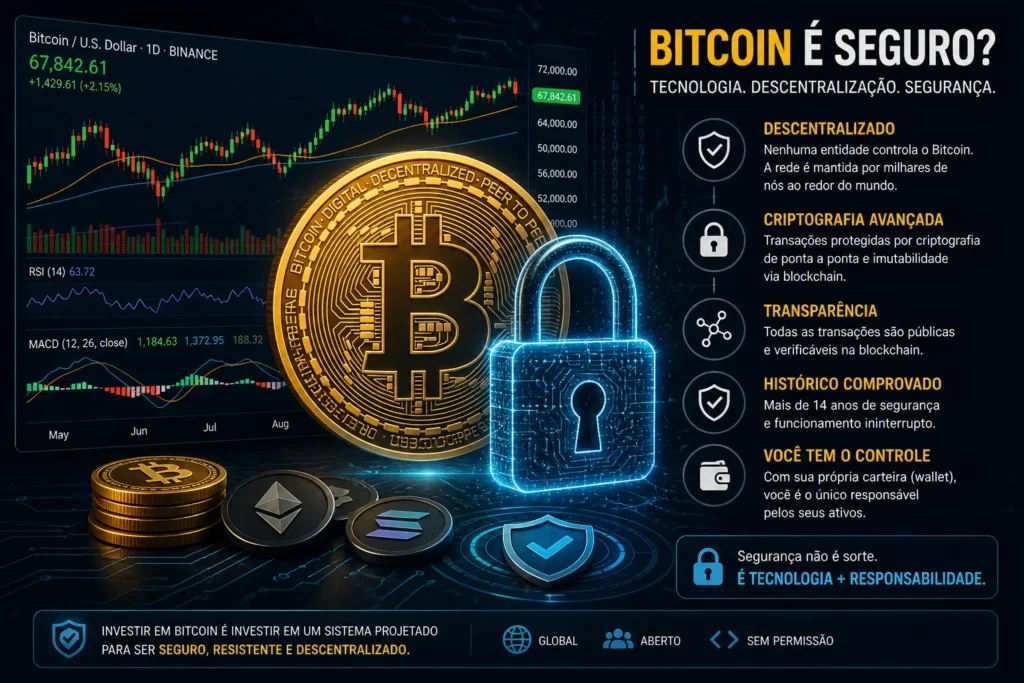 Bitcoin é Seguro? Descubra a Verdade em 2026 - Fonte: Imagem gerada por IA (DALL·E / ChatGPT)
