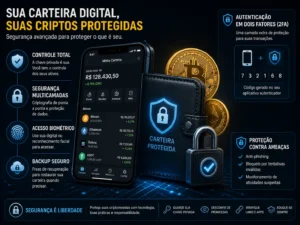 Bitcoin é Seguro? Descubra a Verdade em 2026 1 A maior parte dos riscos no Bitcoin está na segurança do usuário, não na tecnologia. - Fonte: Imagem gerada por IA (DALL·E / ChatGPT)