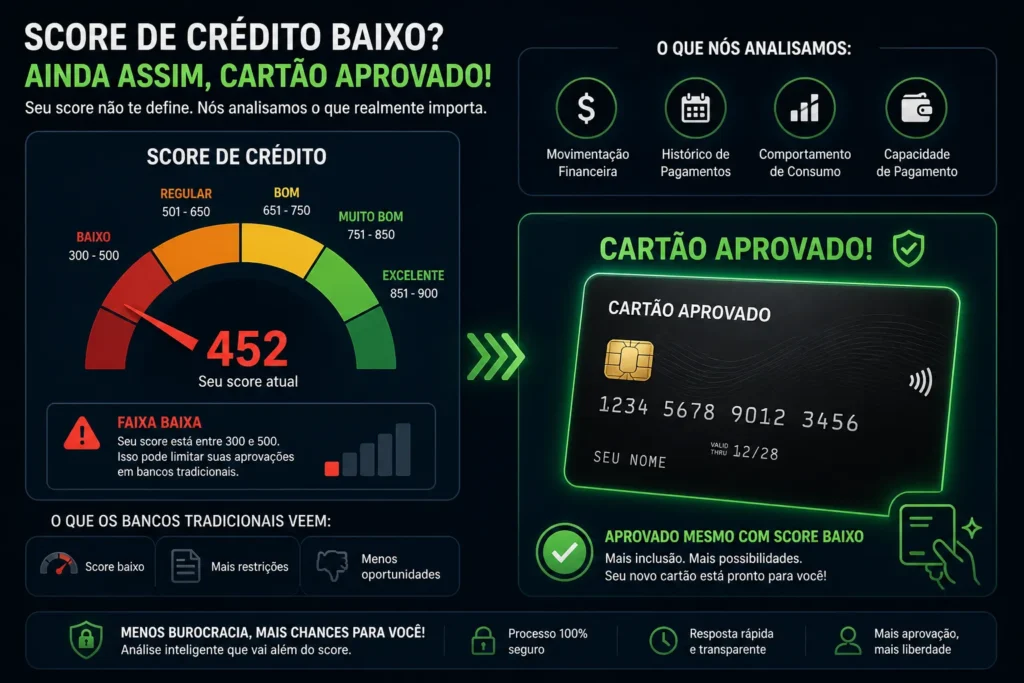 Score Baixo Aprova Cartão? Veja a Verdade - Fonte: Imagem gerada por IA (DALL·E / ChatGPT)