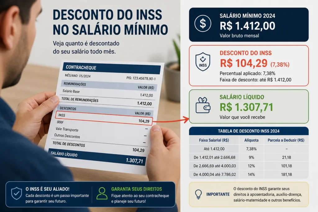 Quanto é o INSS do Salário Mínimo em 2026? - Fonte: Imagem gerada por IA (DALL·E / ChatGPT)