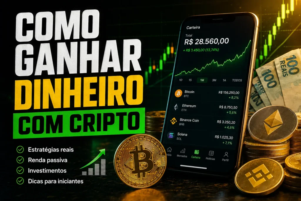 Como Ganhar Dinheiro com Cripto em 2026 - Fonte: Imagem gerada por IA (DALL·E / ChatGPT)