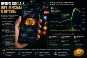 O Que Influencia o Preço do Bitcoin? 5 Redes sociais e influenciadores possuem forte impacto no mercado cripto. - Fonte: Imagem gerada por IA (DALL·E / ChatGPT)