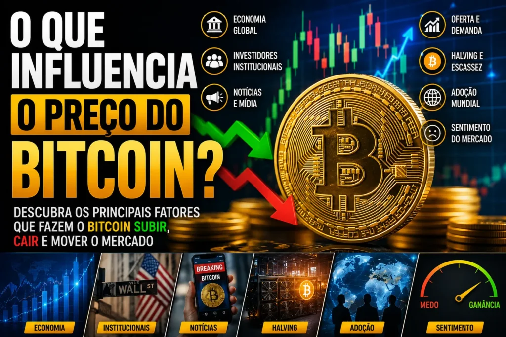 O Que Influencia o Preço do Bitcoin? - Fonte: Imagem gerada por IA (DALL·E / ChatGPT)