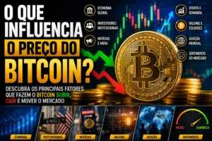 Digital Plane: Finanças, Investimentos e Criptomoedas 2 O Que Influencia o Preço do Bitcoin? - Fonte: Imagem gerada por IA (DALL·E / ChatGPT)