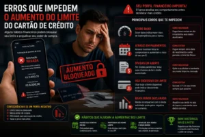 Como Aumentar Limite do Cartão em 2026 3 Alguns comportamentos podem reduzir drasticamente suas chances de conseguir mais limite. - Fonte: Imagem gerada por IA (DALL·E / ChatGPT)