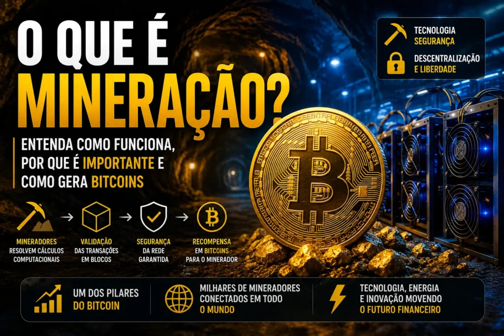 O Que É Mineração de Bitcoin? Guia Completo - Fonte: Imagem gerada por IA (DALL·E / ChatGPT)